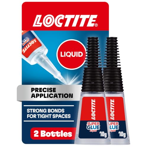 Loctite Super Glue Liquid Longneck Bottle, 10g Bottle (Pack of 2) Instant Adhesive for Plastic, Wood...