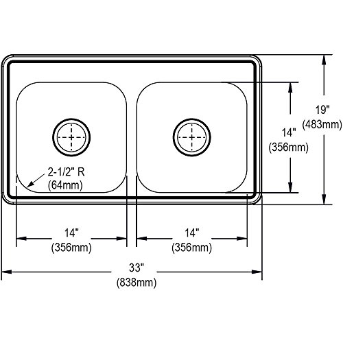 Image of Dayton DSE233191 Equal Double Bowl Drop-in Stainless Steel Sink, Elite Satin