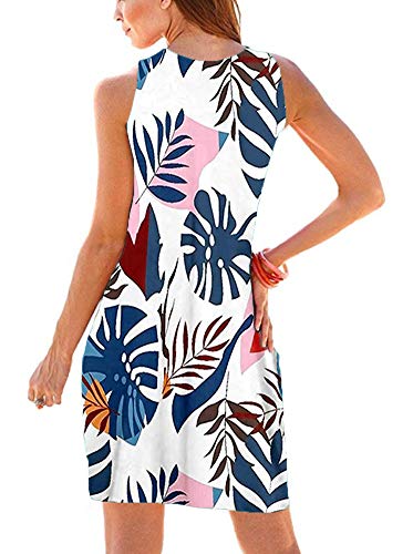 Image of Camisunny Women Casual Loose Tank Dresses Sleeveless Beach Vacation Dress Swing Pleated U Neck Fashion Soft
