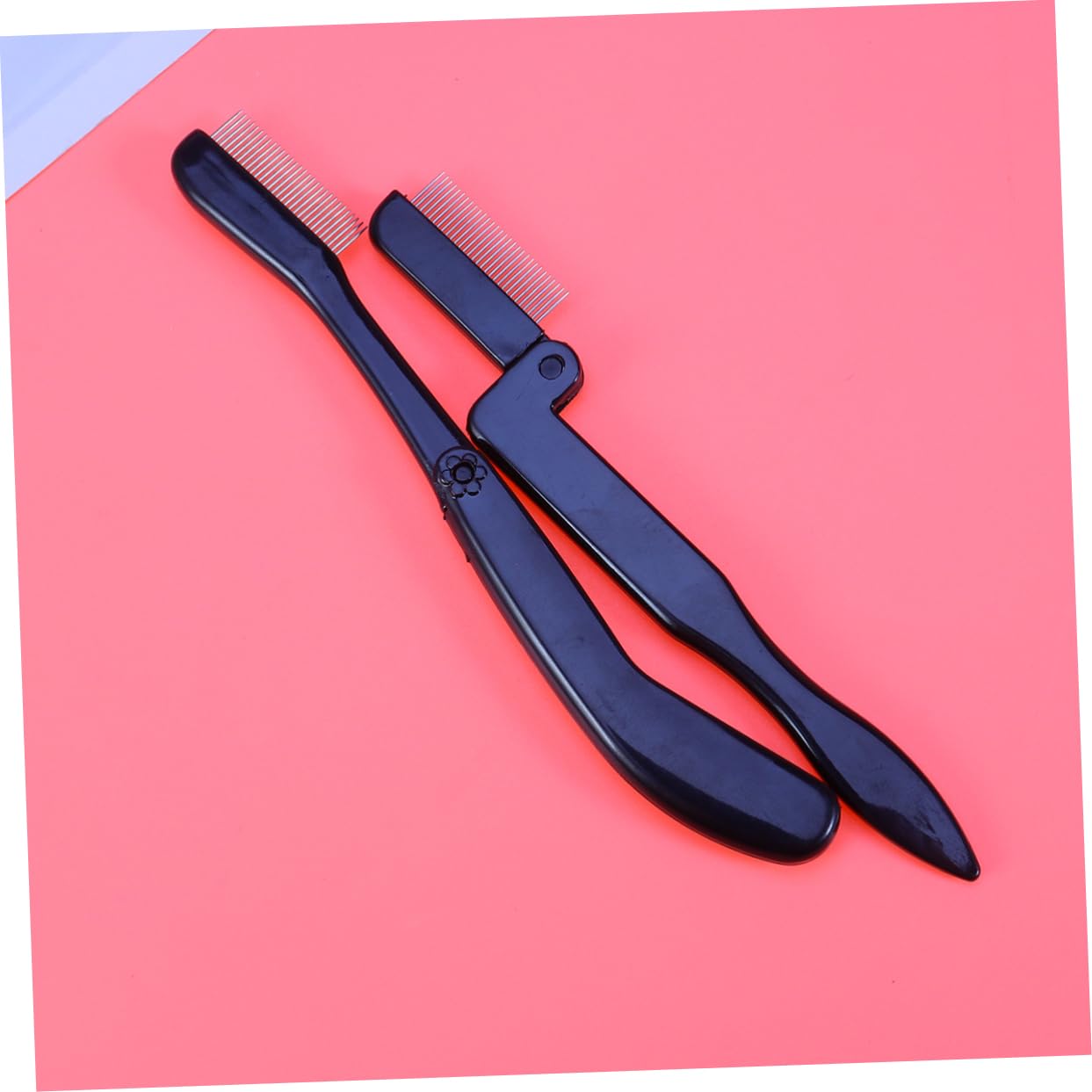 SOESFOUFU 2pcs Curved Eyebrow Comb Stainless Steel Needle Eyebrow Brush Foldable for Travel Makeup