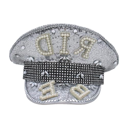 Chapeau de capitaine de mariée à paillettes et perles pour EVJF