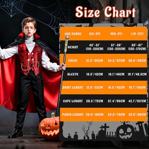Disfraz completo de vampiro para niños con capa y bastón miniatura 4