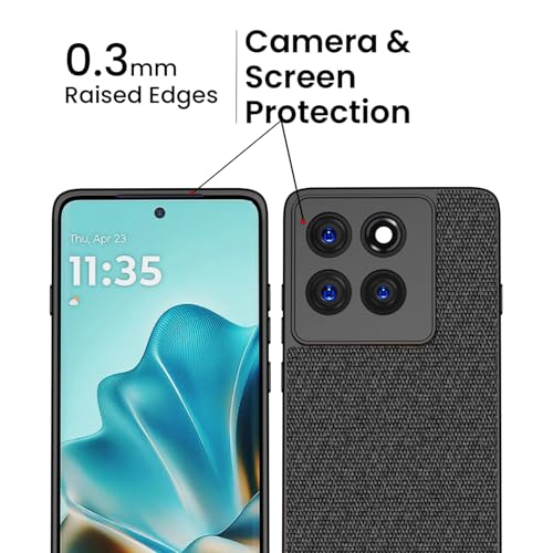 Image of Kapa Soft Full Fabric Protective Back Case Cover for Moto Edge 60 / Edge 60 Fusion | Shockproof Slim Hard Anti Slip Back Case (Black)
