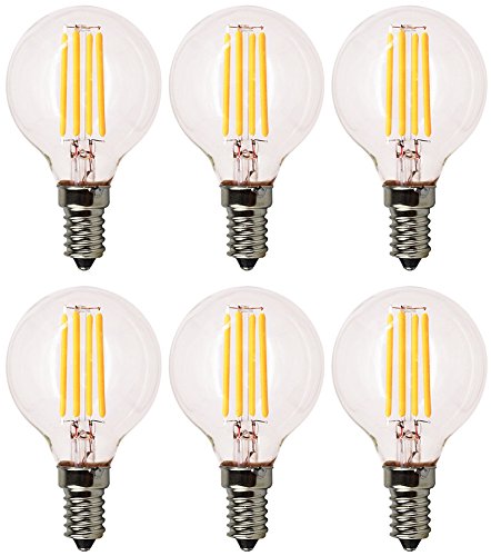 6個入 LED フィラメント電球 G50/G16.5 4W 400LM E12口金 2700K暖色ウォームホワイト 100-130V AC 40W白熱ランプのお替り 40W白熱ランプ相当 (4W E12 6個入)