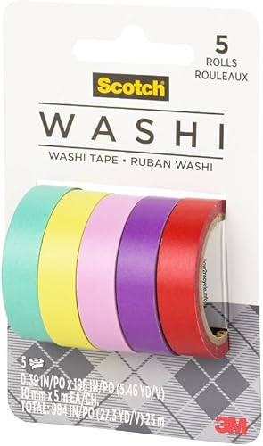 Miniatura 2 de Scotch Cinta washi, diseño tropical, 5 rollos, ideal para diario de viñetas, álbumes de recortes y decoración de bricolaje (C1017-5-P2)