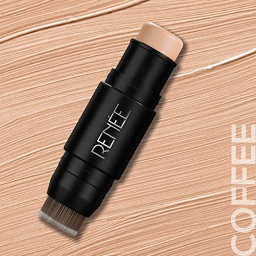 Image of RENEE Face Base Foundation Stick with Applicator - Coffee, 8gm | Enriched with White Clay, Weightless, Long-lasting, Velvet Matte Finish formula Provides Full Coverage