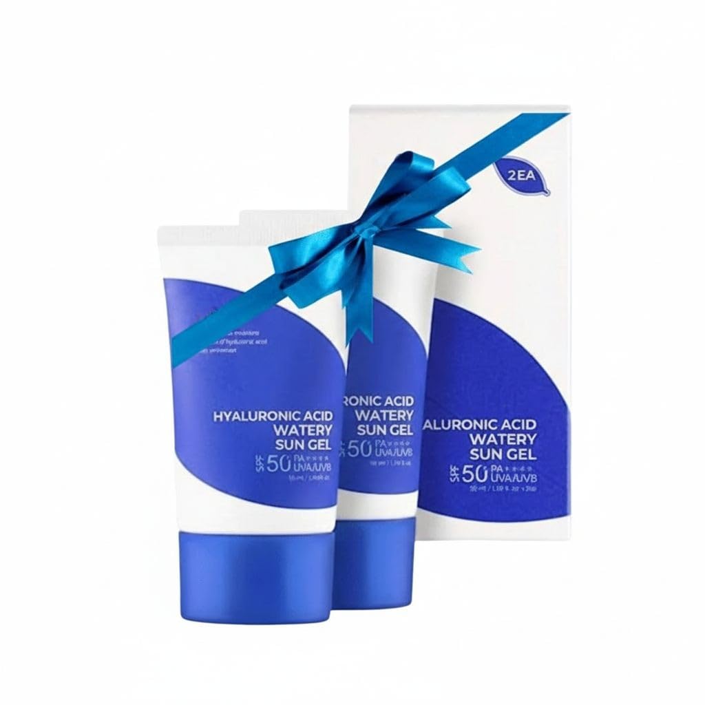 Hyaluronic Acid Watery Sun Gel SPF 50+ PA++++, Lightweight moisturizing Sunscreen with No White Cast,non-sticky UV Protection, 50ml - 2 Pack - Korean Sunscreen