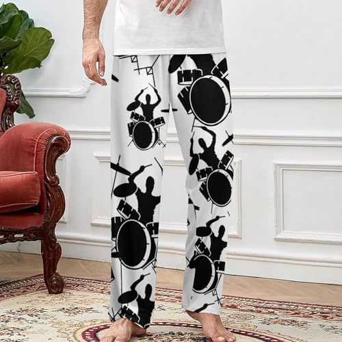 Drummer And Drums Men's Sleep Pant With Pockets Drawstring Pajama Lounge Pants PJ Bottoms For Women3
