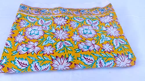 Image of Floral Printed Cotton Fabric Cloth Hand Block Print Fabric Women Material Running Jaipuri Hand Block Printed Women Dress Material Kurtis Natural 44 inch Inches Width 2.5 Meter (Pattern 17)