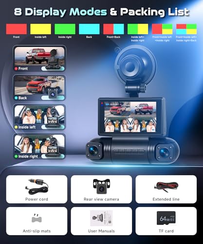 Dashcam 2K de 4 cámaras WiFi con sensor G para supervisión de coche 7