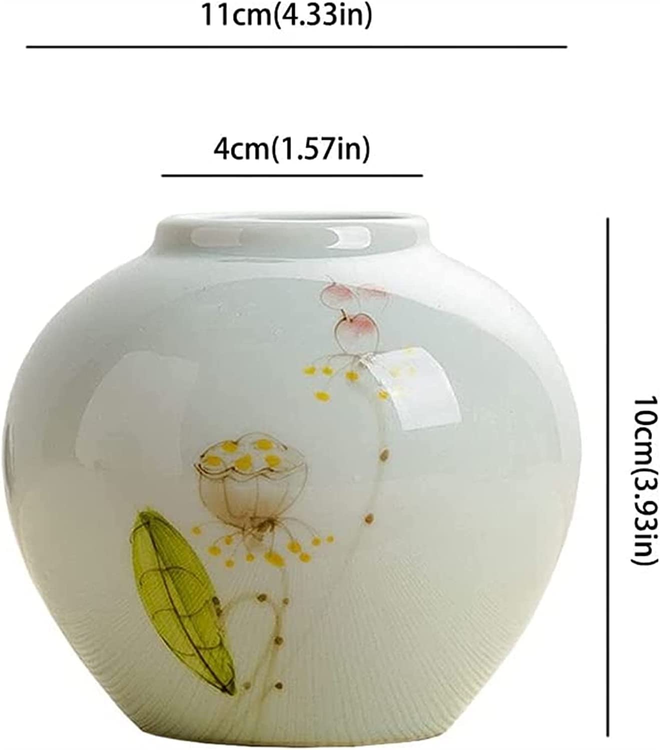 OLOTU Moda Florero de Estilo Chino, floreros de cerámica Blanca, jarrón de Loto Pintado a Mano, hogar, Restaurante, Mesa de Centro, decoración de Escritorio Decoración