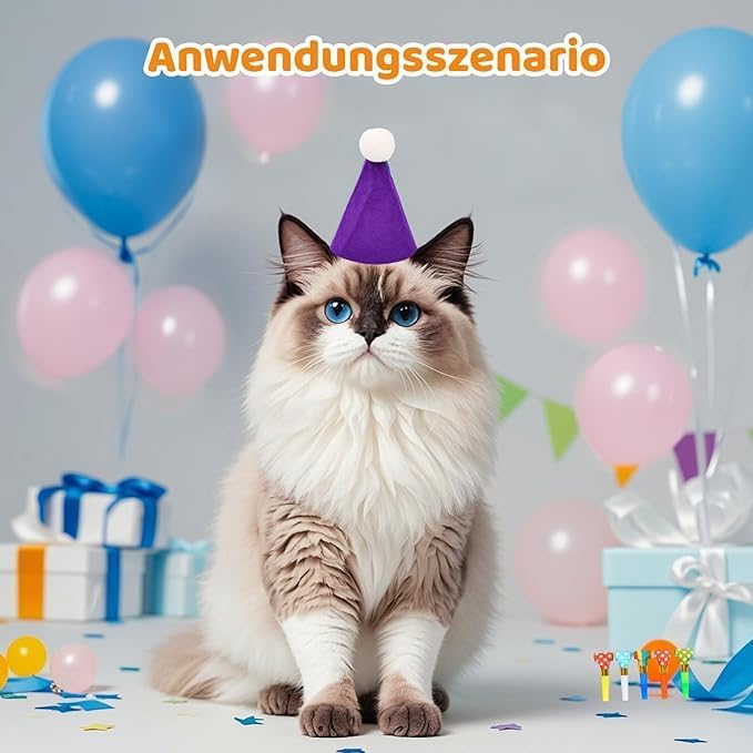 Party Hats for Cuddly Toys, Mini Party Hats for Kids Birthday Party, 18 Piece Set with 6 Hats, 10 Wind Instruments and 2 Crowns, Ideal for Birthday Parties and Photo Props