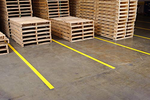 Image of Brady ToughStripe Floor Marking Tape - Yellow, Non-Abrasive Floor Tape - 4 inch Width, 100' Length for Concrete, Harsh Conditions, Forklift, High Traffic Floors (104372)