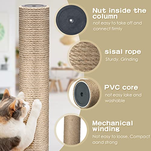 6 Pack Cat Scratching Post Replacement, 15.8 X 3.5 Inches Sisal Cat Tree Scratch Post Refill Pole Parts With M8 Screws, Spare Cat Furniture Accessories Scratcher Posts For Kittens Tree Tower #TOP2