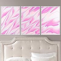 3 Piece Framed Canvas Wall Art Abstract Brushstroke Pink Pastel Liquid Canvas Prints Home Artwork Decoration for Living Room,Bedroom - 16