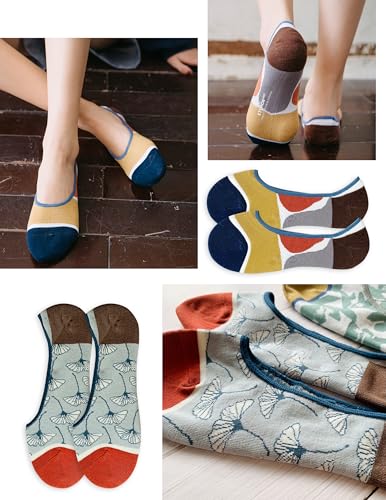 No Show Socks Womens Cute Design Comfortable Stylish Non Slip Cotton Size 5-8/8-11 6-Pairs4