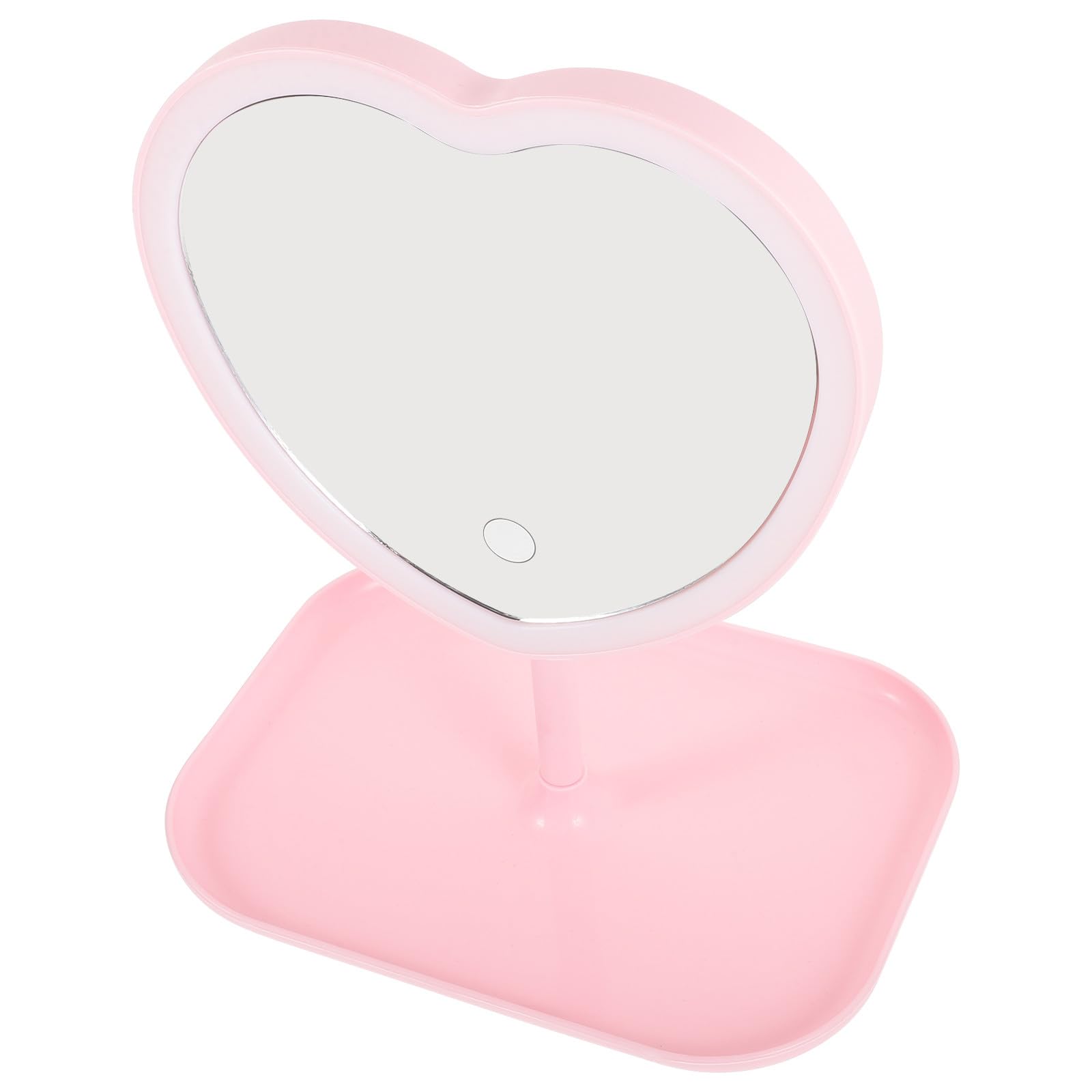 Miroir cosmétique de cœur LED rechargeable contre le manque de lumière pour maquillage de table