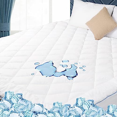 HOMTEC Cooling Mattress Pad King Size Mattress Cover Waterproof Quilted Mattress Protector Extra Deep Pocket 18-22" Thin & Soft for Hot Sleepers