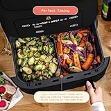 Beautiful 9 QT TriZone Air fryer, Large Capacity & Touch Display, 2 Independent 4.5 QT Baskets, Non-stick - roast, reheat, dehydrate & More Kitchen Appliances - by Drew Barrymore (Black Sesame)