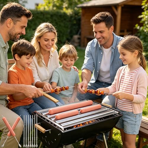 Machine à saucisses rotative contre la cuisson inégale avec manche en bois - 4