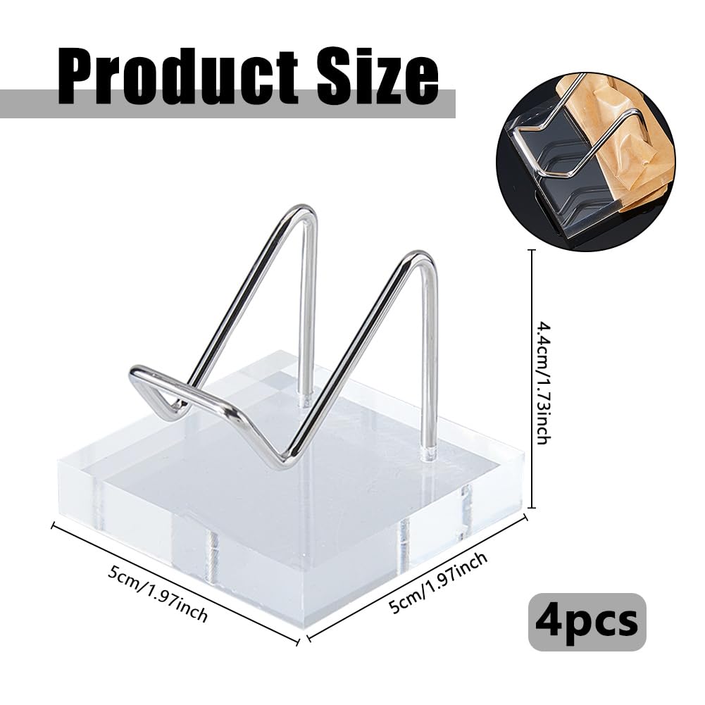 DICOSMETIC 4 Pezzi Metallo Braccio Display Stand Acrilico Acciaio Inox Supporto Roccia Espositore In Metallo Con Basi Chiare Per Pietra Gemma Agata Minerale Immagini Decorative