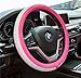 New Diamond Leather Steering Wheel Cover with Bling Bling Crystal Rhinestones, Universal Fit 15 Inch Car Wheel Protector for Women Girls Rose Red