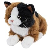 Plüschtier Katze Alma, 30 cm, Kuscheltier liegend, Plüsch braun/weiß/schwarz
