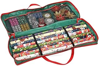 Home Flair Christmas Wrapping and Decoration Storage Bag Fabric Gift Wrap Organiser for Wrapping Paper, Ribbons and Bows