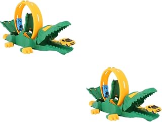 Vaguelly 2 Conjuntos De Pista De Ejeção De Jacaré Carro De Ejeção De Crocodilo Brinquedo De Montagem Catapulta De Crocodilo Brinquedo De Catapulta Carro Ferroviário Brinquedos Para