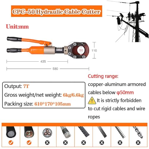 Hydrauliczny obcinacz do kabli o dużej wytrzymałości – elektryczne narzędzie do cięcia drutu do aluminiowego kabla pancernego, profesjonalne szczypce do cięcia kabli klasy przemysłowej