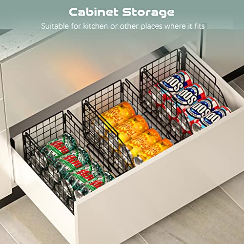 Standing Can Dispenser Bin 3-Pack, Stackable Beverage Drink Pop Soda Can Storage Organizer Basket With Handles, Foldable Canned Food Holder For Kitchen Pantry Countertop Cabinet Patent Pending #TOP2