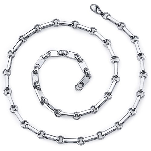 Peora Amazing Style: Mens Stainless Steel Rectangular Link 20 Inch Chain Necklace #TOP5