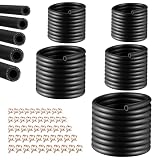 25Ft 5 Sizes Fuel Line Hose Kit - 3/8' 5/16' 1/4' 1/2' 3/16' ID NBR Rubber Fuel Hose with 50Pcs Clamps High Performance 300PSI for Tractors, Small Engines, Lawn Mowers Automotive Engines