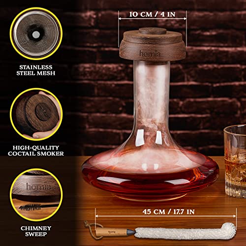 2-In-1 Decanter Set + Whisky And Wine Wooden Smoker - 60 Fl Oz, Glass Decanter - Scotch, Bourbon, Red Wine Handmade Decanter Set - Gift For Men #TOP5