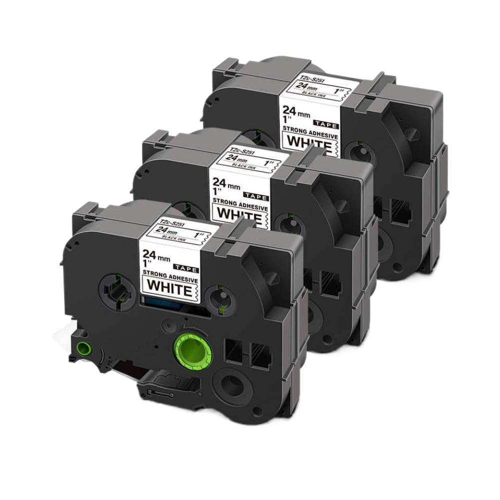 Cinta Adhesiva acrílica de Repuesto Compatible con impresoras de Cinta de Etiquetas Adhesivas S251 S151 S651 SM951 24mm(Black on White)