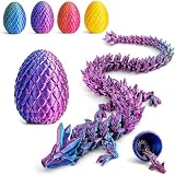 Myqiqi Dragón impreso en 3D en huevo, dragón de cristal totalmente móvil con huevo de dragón, decoración del hogar y regalo de alivio del estrés para niños y ejecutivos