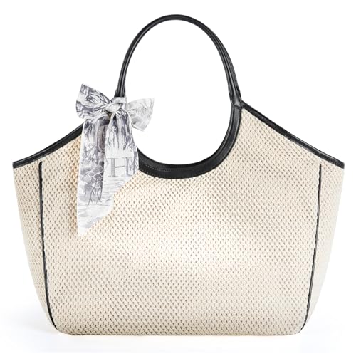 Bolso tote grande de paja tejido para mujer
