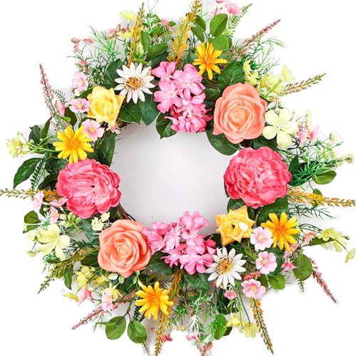Spring-Wreaths-for-Front-Door-22-Inch-Blooming-Artificial-Flowers-Front-Door-Wreath-Spring-Summer-Wreath-Outdoor-Spring-Summer-Floral-Peony-Wreaths-with-Greenery-Leaves-for-Wall-Window Spring Wreaths for Front Door 22 Inch Blooming Artificial Flowers Front Door Wreath Spring Summer Wreath Outdoor Spring Summer Floral Peony Wreaths with Greenery Leaves for Wall Window