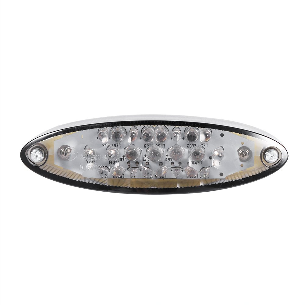 Keenso Luz trasera universal de 12 V para moto - Luz de freno 28 LED - Luz de freno ahumado - Luz trasera LED roja para moto Cruiser bicicleta ATV