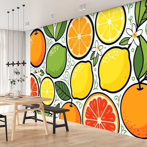 Papier peint citrons oranges pour cuisine et salon moderne 200x140 cm - 6