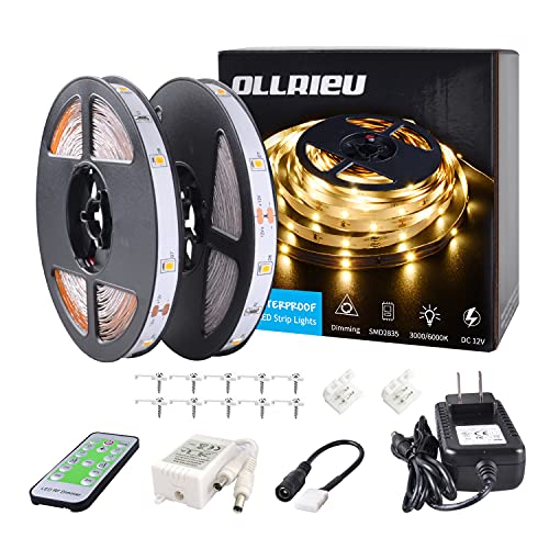 Image of LED Strip Lights Warm White 50ft Dimmable 3000K Strip Lighting, 12V 15M 900 LEDs 2835 Flexible led Light for Bedroom, Kitchen, Home Decoration