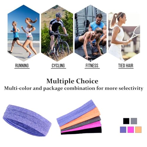 Image of Workout Headbands Non Slip Headband Sport Headbands Sweatbands Elastic Sport Hair Bands for Sports Travel Indoor Fitness Gym