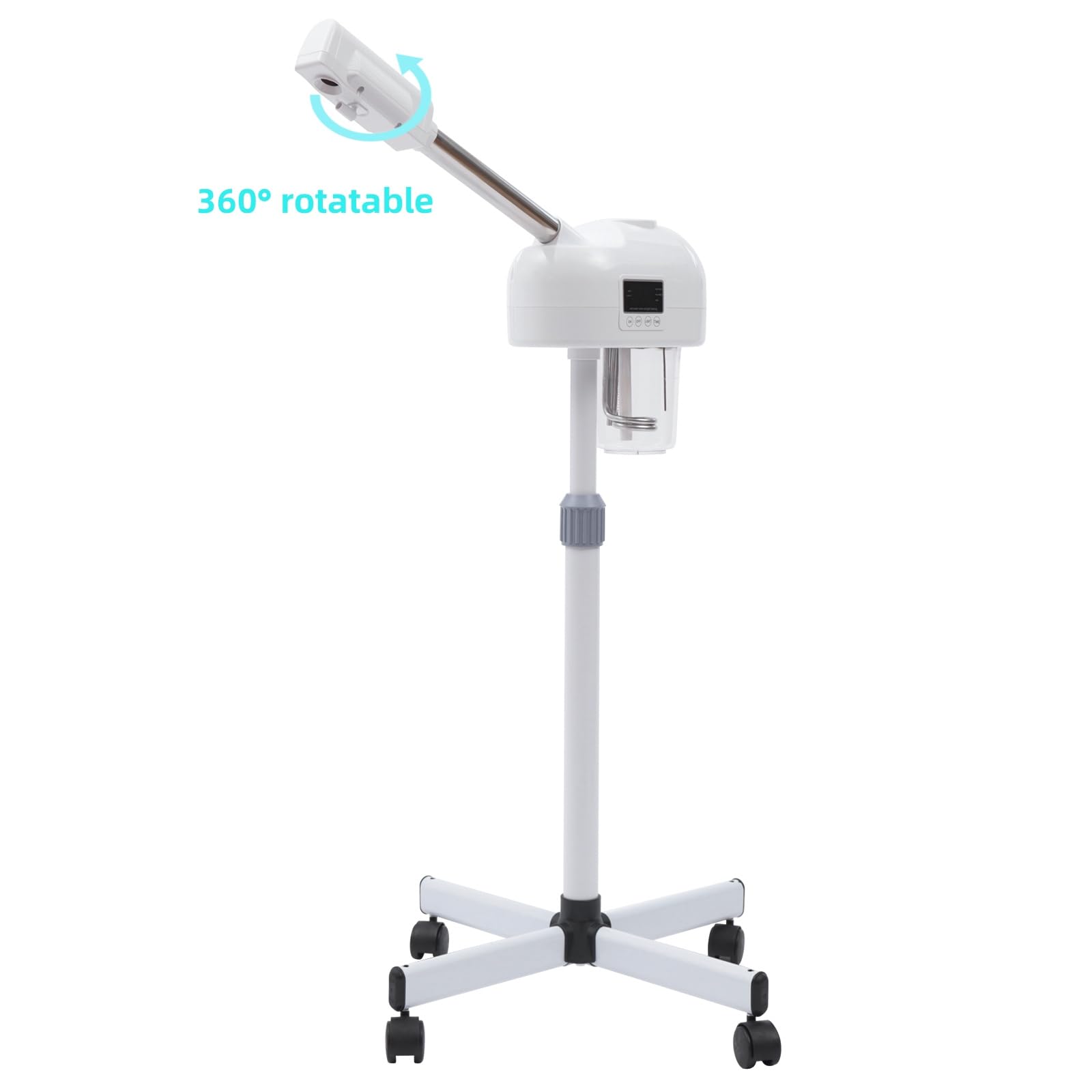 Gesichtsdampfer Gesichtssauna, 360° Ozon-Bedampfer Höhenverstellbar Gesichtssauna Verdampfer Porenreiniger Kosmetik Dampfgerät mit Timer für Gesicht Heim-Sauna SPA, Hautpflege (Weiß)
