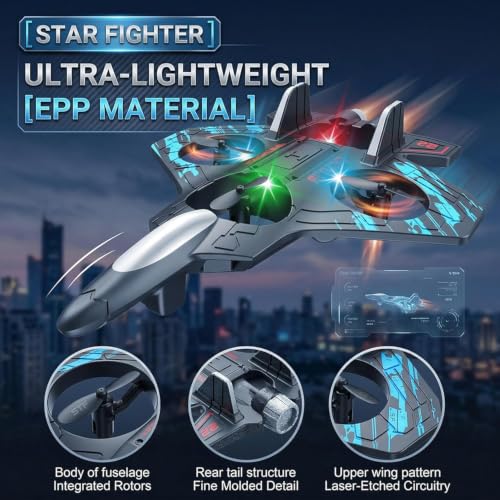 Image of Remote Control Star Fighter Plane with Bright LED Lights Wireless Controller Stable Flying RC Toy for Kids | Fun & Educational Toy for Kids Boys & Girls