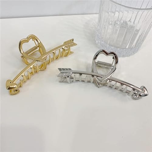 One Arrow Through The Heart Hair Clips Arrow Love Simple Metal Clip Claw Clips Shark Clip Metal Hair Clips For Women Hair Claw Clips 2Pcs（Gold Silver） #TOP2