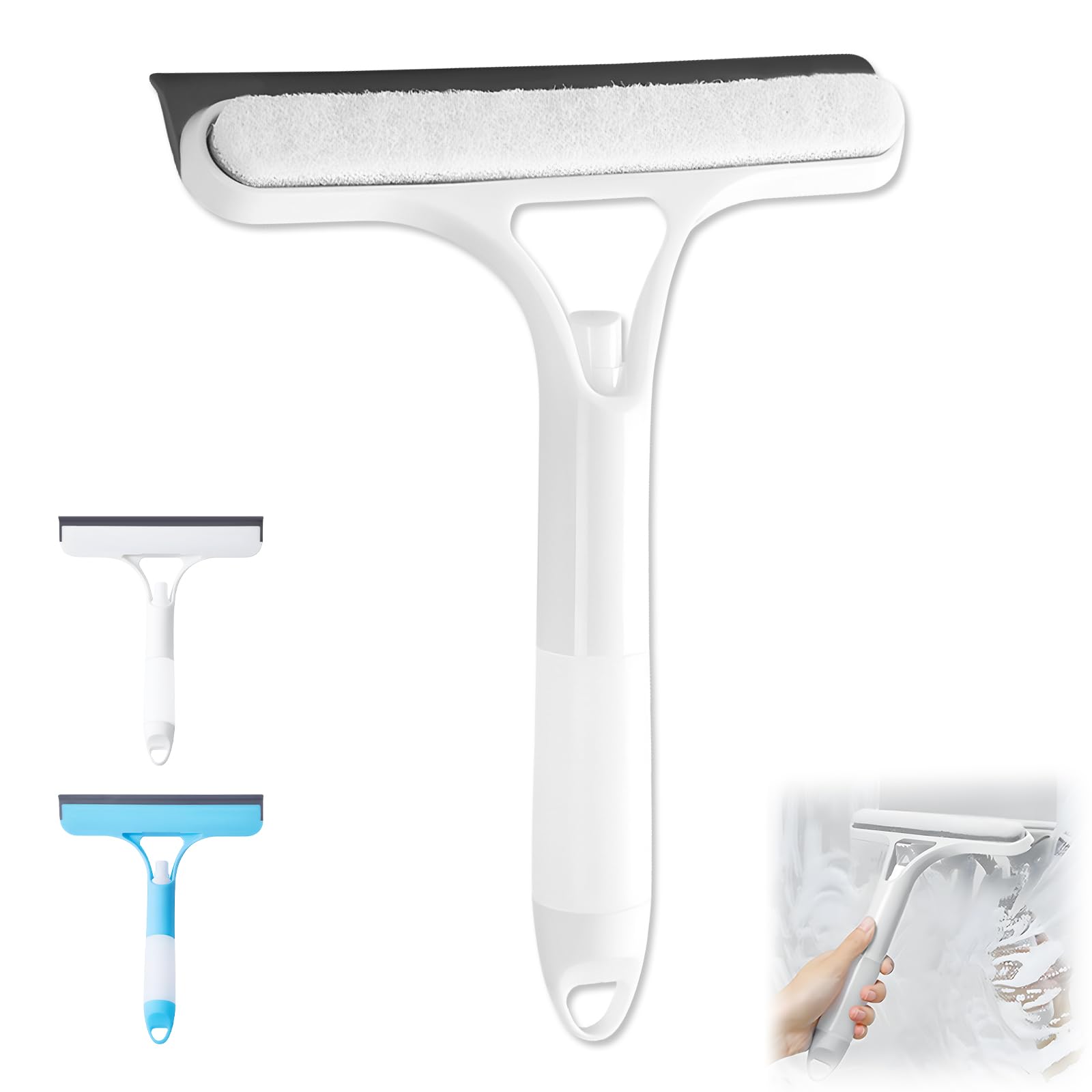 3 in 1 Window Cleaning Scraper,New 3 in 1 Window Cleaner,Squeegee and Scrubber with Spray, for Windows, Walls,Car Windshields, Bathrooms, Kitchens, All-Purpose Window Cleaner Tool (White)-picture-17