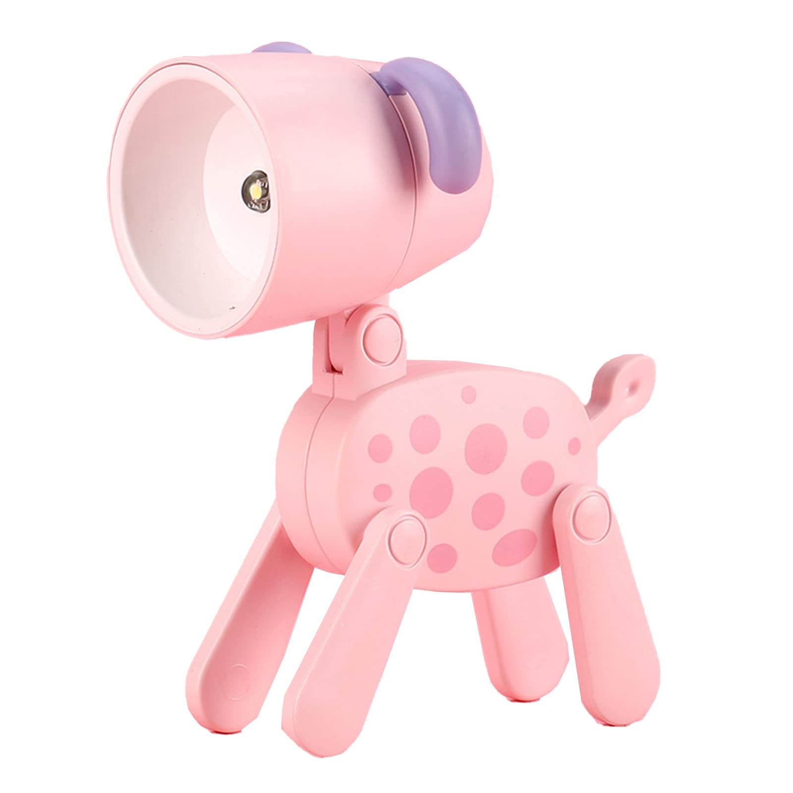 Cute Dog Night Lights, Night Light Kids Lamp for Bedroom, Adjustable Angle LED Portable Dinosaur Lamp, Battery Powered Nightlight for Home Office Decorations Children Christmas Gifts (Pink)