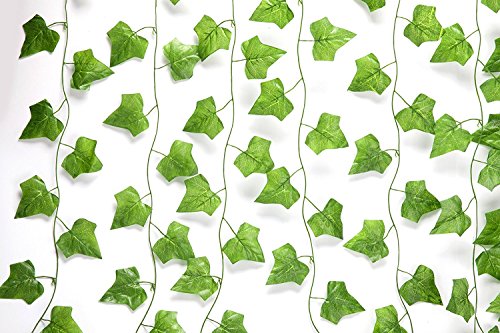 Artificial Hanging Ivy Vine Leaf Plant Silk Leaf Garland For Home Kitchen Garden Office Wedding Outdoor Wall Decoration 8.2 Feet,Green #TOP5