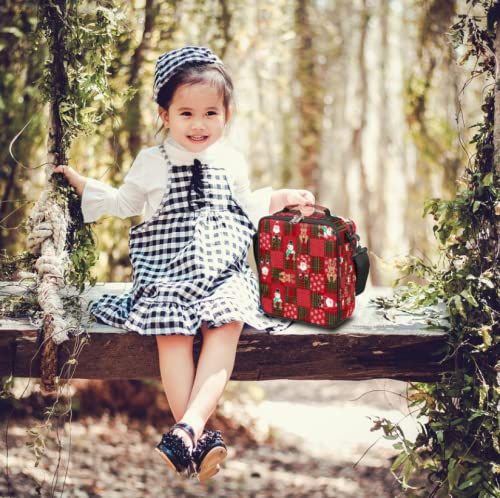 Kids Lunch Box For Boys Girls Christmas Lunch Bags Animal Red Plaid Santa Kids Lunch Bag Insulated Meal Tote With Adjustable Shoulder Strap For School Work #TOP5