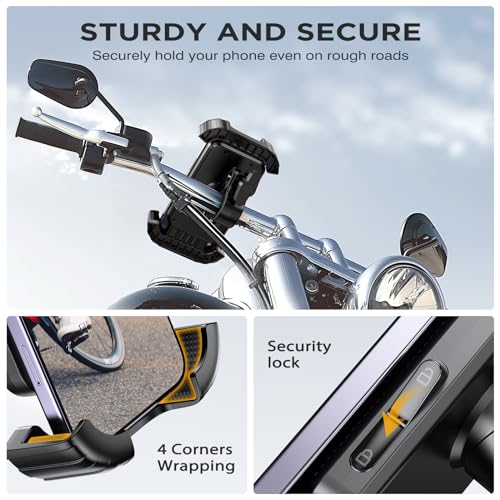 Image of Miracase Bike Phone Holder - [Anti Shake] Motorcycle phone Mount, Phone Holder for Bike, Bicycle Phone Mount Handlebar Cell Phone Holder -[Silicone Wrapped] Scooter Bike Accessories for iPhone Samsung